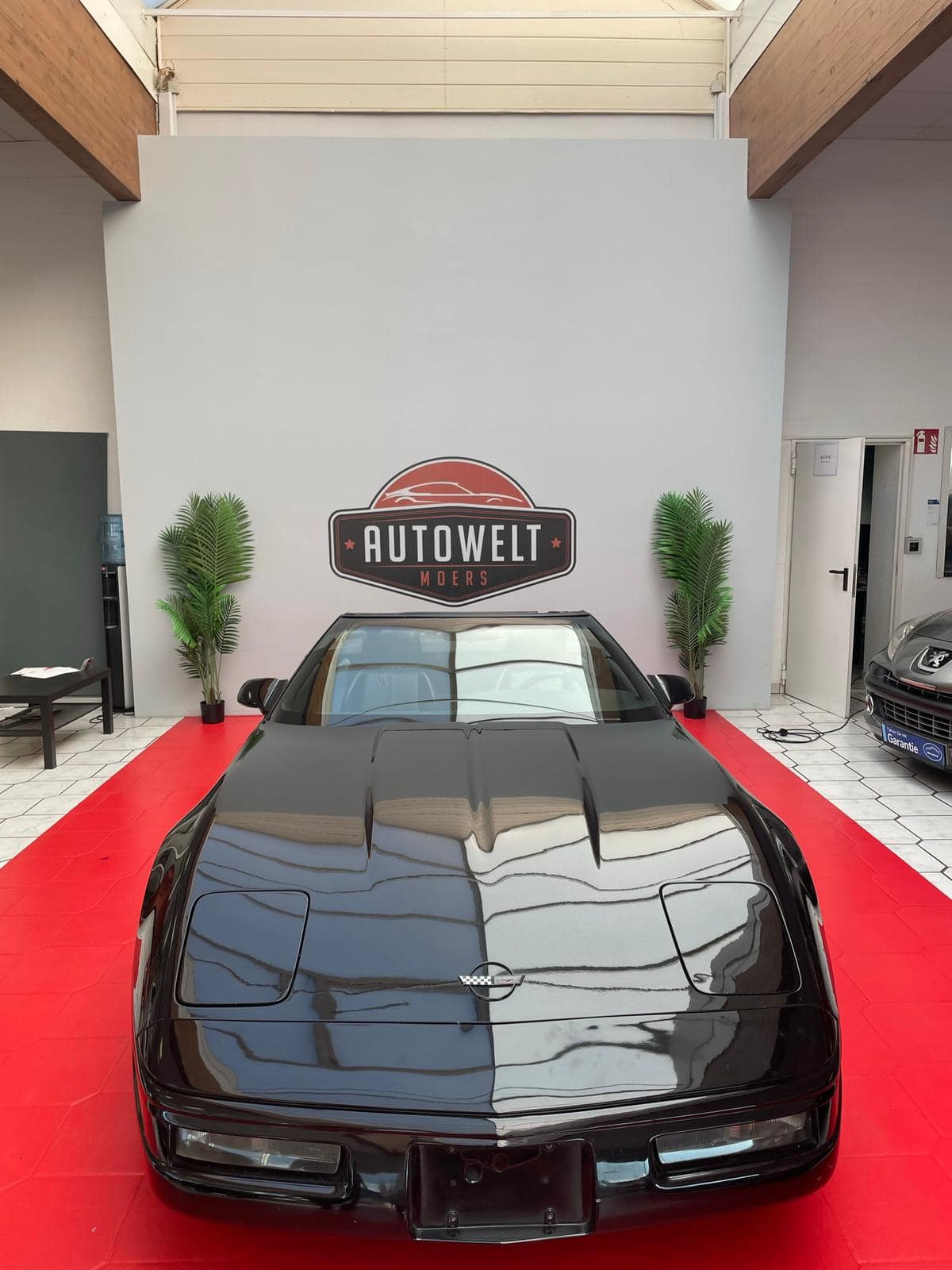 Wanddruck in der Ausstellungsfläche der Autowelt Moers